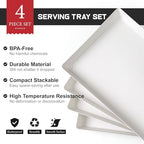 4-Pack Plastic 16" x 11" Large White Serving Trays Set - Reusable Serving Platters for Cookie, Appetizer, alternate view 5