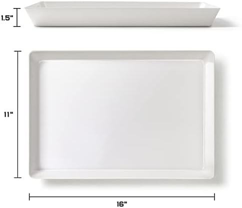 4-Pack Plastic 16" x 11" Large White Serving Trays Set - Reusable Serving Platters for Cookie, Appetizer, alternate view 6