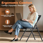 4 Pack Plastic Folding Chairs, Capacity 450 LBS Foldable Chair, Black in Black, alternate view 2