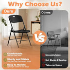 4 Pack Plastic Folding Chairs, Capacity 450 LBS Foldable Chair, Black in Black, alternate view 3