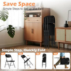 4 Pack Plastic Folding Chairs, Capacity 450 LBS Foldable Chair, Black in Black, alternate view 6