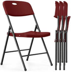 4 Pack Plastic Folding Chairs, Capacity 450 LBS Foldable Chair, Burgundy