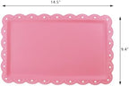4 Pack Plastic Serving Tray for Party, 14.5 x 9.4 Inch Heavy Duty Platters for Party Buffet Wedding (Pink) in, alternate view