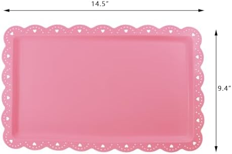 4 Pack Plastic Serving Tray for Party, 14.5 x 9.4 Inch Heavy Duty Platters for Party Buffet Wedding (Pink) in, alternate view