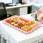 4 Pack Plastic Serving Tray for Party, 14.5 x 9.4 Inch Heavy Duty Platters for Party Buffet Wedding (Pink) in, alternate view