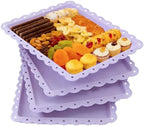 4 Pack Plastic Serving Tray for Party, 14.5 x 9.4 Inch Heavy Duty Platters for Party Buffet Wedding (Purple) in