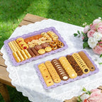 4 Pack Plastic Serving Tray for Party, 14.5 x 9.4 Inch Heavy Duty Platters for Party Buffet Wedding (Purple) in, alternate