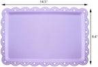 4 Pack Plastic Serving Tray for Party, 14.5 x 9.4 Inch Heavy Duty Platters for Party Buffet Wedding (Purple) in, alternate