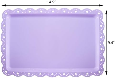 4 Pack Plastic Serving Tray for Party, 14.5 x 9.4 Inch Heavy Duty Platters for Party Buffet Wedding (Purple) in, alternate