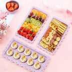 4 Pack Plastic Serving Tray for Party, 14.5 x 9.4 Inch Heavy Duty Platters for Party Buffet Wedding (Purple) in, alternate