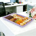 4 Pack Plastic Serving Tray for Party, 14.5 x 9.4 Inch Heavy Duty Platters for Party Buffet Wedding (Purple) in, alternate