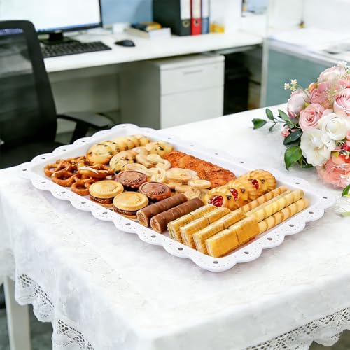 4 Pack Plastic Serving Tray for Party, 14.5 x 9.4 Inch Heavy Duty Platters for Party Buffet Wedding in 14.5 x, alternate view