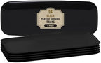 4 Pack Plastic Serving Trays for Party - Black Serving Tray 17 by 6.5 in - Heavy Duty Dessert Trays for Food