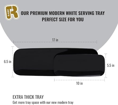 4 Pack Plastic Serving Trays for Party - Black Serving Tray 17 by 6.5 in - Heavy Duty Dessert Trays for Food, alternate view