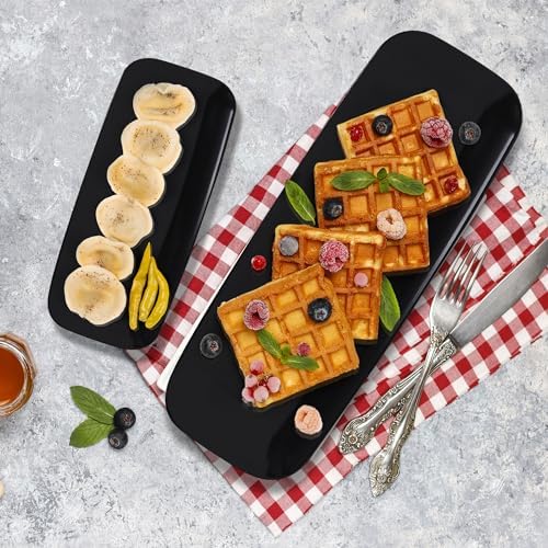 4 Pack Plastic Serving Trays for Party - Black Serving Tray 17 by 6.5 in - Heavy Duty Dessert Trays for Food, alternate view