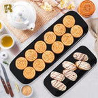 4 Pack Plastic Serving Trays for Party - Black Serving Tray 17 by 6.5 in - Heavy Duty Dessert Trays for Food, alternate view