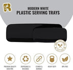 4 Pack Plastic Serving Trays for Party - Black Serving Tray 17 by 6.5 in - Heavy Duty Dessert Trays for Food, alternate view