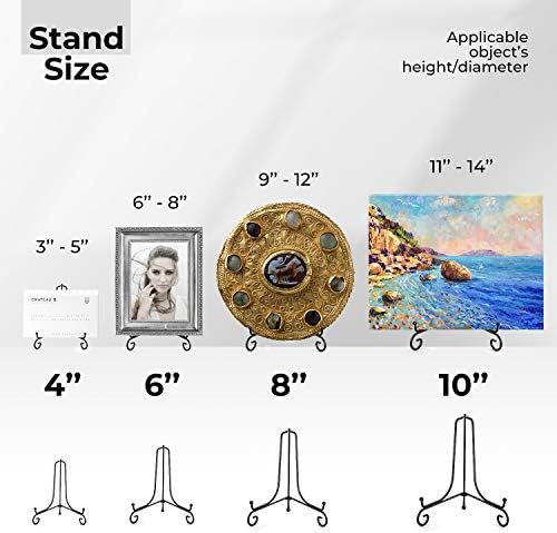 4 Pack Plate Stands for Display - 6 Inch Plate Holder Display Stand + Metal Easel Stand for Picture Frame, alternate view 7
