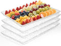 4-Pack Premium Acrylic Serving Trays - 15x11 Extra Thick Reusable Platters - Shatterproof Ice-Pattern Food Trays