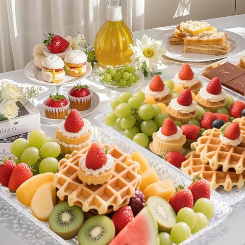 4-Pack Premium Acrylic Serving Trays - 15x11 Extra Thick Reusable Platters - Shatterproof Ice-Pattern Food Trays, alternate