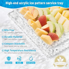 4-Pack Premium Acrylic Serving Trays - 15x11 Extra Thick Reusable Platters - Shatterproof Ice-Pattern Food Trays, alternate