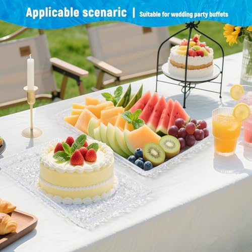4-Pack Premium Acrylic Serving Trays - 15x11 Extra Thick Reusable Platters - Shatterproof Ice-Pattern Food Trays, alternate