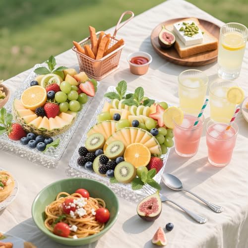 4-Pack Premium Acrylic Serving Trays - 15x11 Extra Thick Reusable Platters - Shatterproof Ice-Pattern Food Trays, alternate