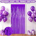 4 Pack Purple Foil Fringe Curtains, Party Backdrop Halloween Decorations in 3.28 x 6.56 FT in Purple, alternate view 3