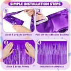 4 Pack Purple Foil Fringe Curtains, Party Backdrop Halloween Decorations in 3.28 x 6.56 FT in Purple, alternate view 4