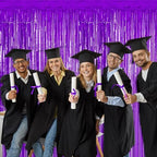 4 Pack Purple Foil Fringe Curtains, Party Backdrop Halloween Decorations in 3.28 x 6.56 FT in Purple, alternate view 7