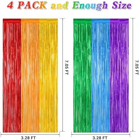 4 Pack Rainbow Kindergarten Foil Curtain Streamer Decorations, alternate view 2