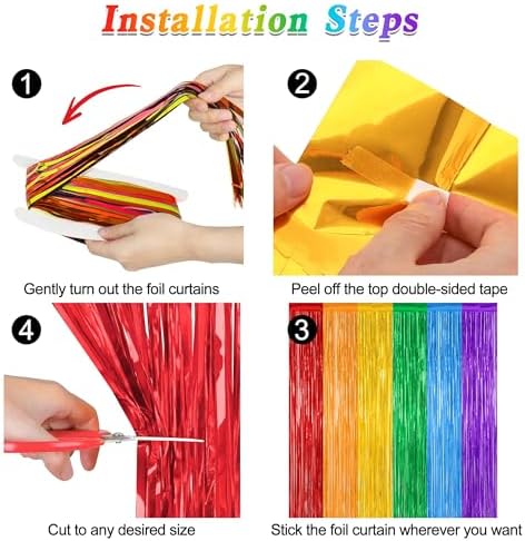 4 Pack Rainbow Kindergarten Foil Curtain Streamer Decorations, alternate view 3