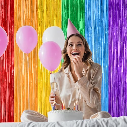 4 Pack Rainbow Kindergarten Foil Curtain Streamer Decorations, alternate view 6