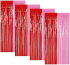 4 Pack Red Pink Foil Party Backdrop for Valentines Birthday Party Decor in 3.28 x 6.56 FT in RedPink
