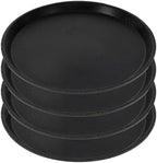 4 Pack Restaurant Serving Tray, 11 Inch Round Plastic Food Service Tray with Non-Slip Surface & Raised Edges for