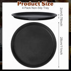 4 Pack Restaurant Serving Tray, 11 Inch Round Plastic Food Service Tray with Non-Slip Surface & Raised Edges for, alternate