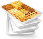 4-Pack Reusable Plastic Serving Trays for Snacks, Fruit and Parties in White