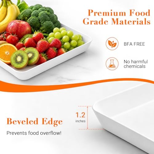 4-Pack Reusable Plastic Serving Trays for Snacks, Fruit and Parties in White, alternate view 4