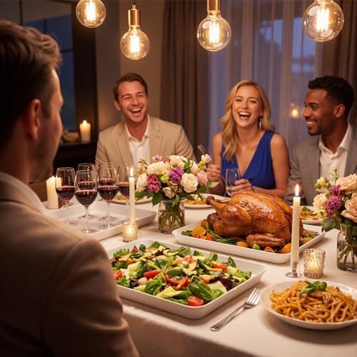 4-Pack Reusable Plastic Serving Trays for Snacks, Fruit and Parties in White, alternate view 5