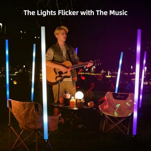4 Pack RGB Tube Light 4ft 5000mAh Rechargeable Battery 10W LED Video Light with Tripod, 13-Level Brightness, 500, alternate
