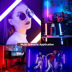 4 Pack RGB Tube Light 4ft 5000mAh Rechargeable Battery 10W LED Video Light with Tripod, 13-Level Brightness, 500, alternate