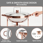 4-Pack Rose Gold Chafing Dishes for Buffet - 6QT 304 Stainless Steel Complete Food Warmer Set with Lids, Water, alternate