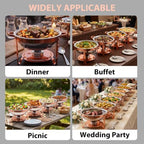 4-Pack Rose Gold Chafing Dishes for Buffet - 6QT 304 Stainless Steel Complete Food Warmer Set with Lids, Water, alternate