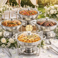 4 Pack Round Chafing Dishes for Buffet 5 QT Food Warmers