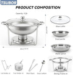 4 Pack Round Chafing Dishes for Buffet 5 QT Food Warmers, alternate view 2