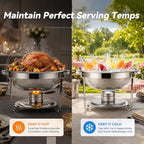 4 Pack Round Chafing Dishes for Buffet 5 QT Food Warmers, alternate view 3