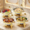 4 Pack Round Large Chafing Dishes for Buffet with Clear Glass Lids, 6QT