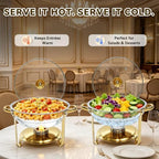 4 Pack Round Large Chafing Dishes for Buffet with Clear Glass Lids, 6QT, alternate view 3