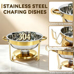 4 Pack Round Large Chafing Dishes for Buffet with Clear Glass Lids, 6QT, alternate view 4