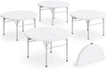 4 Pack Round Plastic Bi-Fold Folding Table, 60 Inch, Granite White, Alloy Steel Frame, for Banquets, Catering